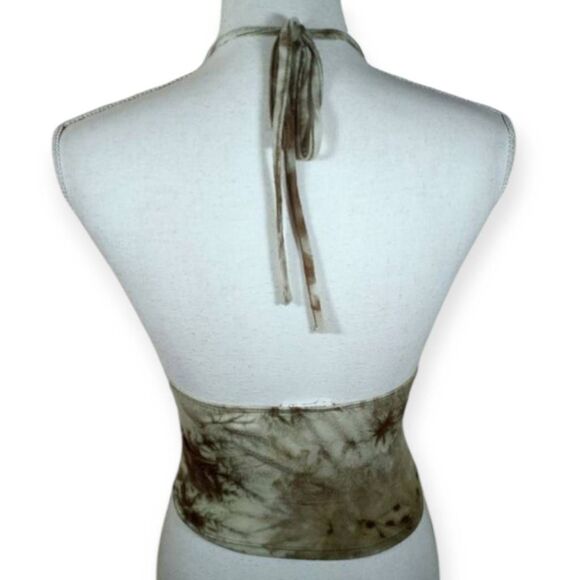 FULL TILT ARMY GREEN TIE DYE CROPPED HALTER TOP SZ.XS GUC. - Picture 3 of 5